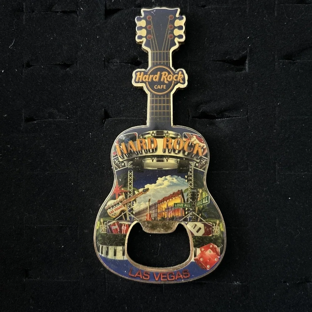 Hard Rock Cafe Las Vegas Sign Facade Dice Drums V12 Bottle Opener Guitar Magnet